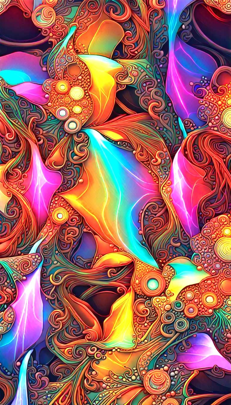 Abstract Fractal Art with Glowing Neon Colors