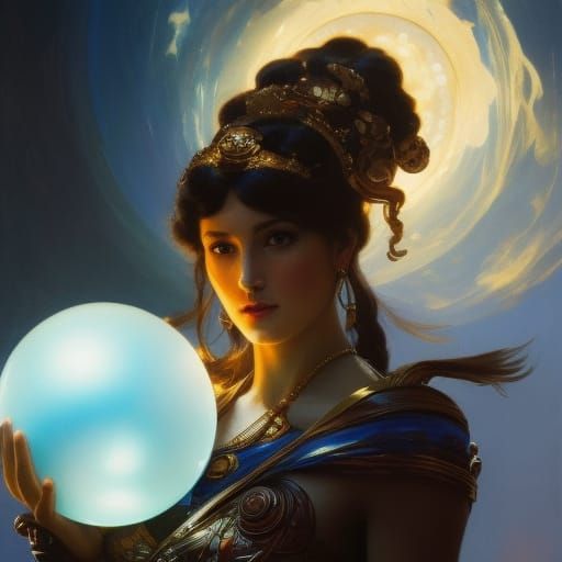 Greek Goddess with Blue Orb in Fabergé Style