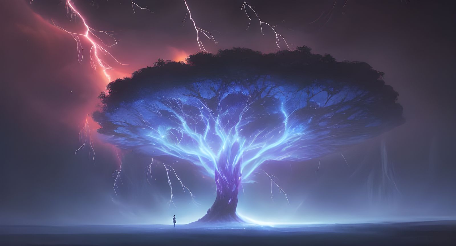 Frozen Lightning Tree in Anime Style