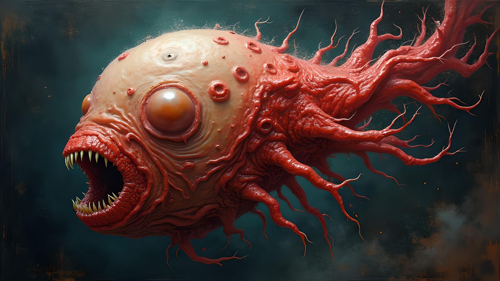 Grotesque Cosmic Horrors in Photorealistic Oil Painting