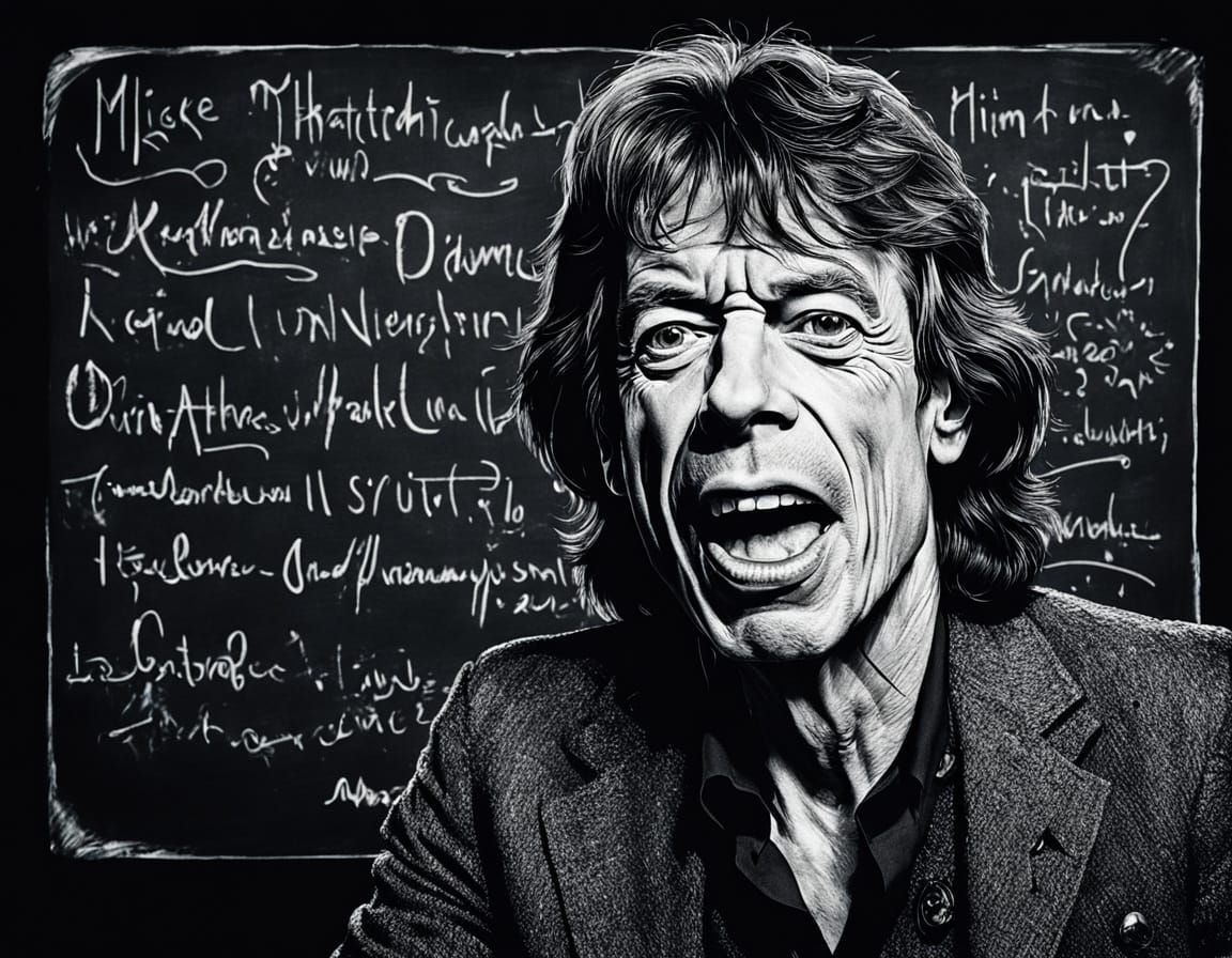 Mick Jagger Caricature Chalk Art