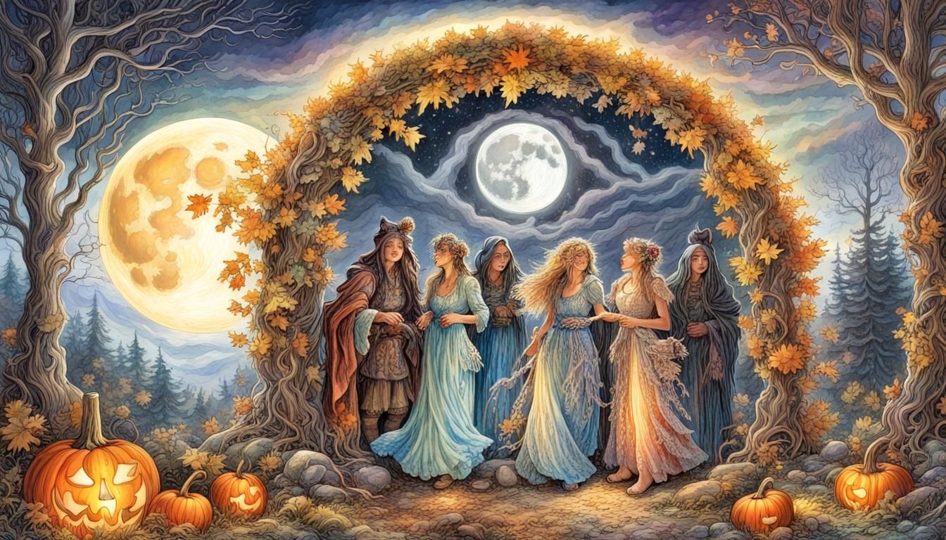 Autumn Morris Dance Under Full Moon, Comic Book Art