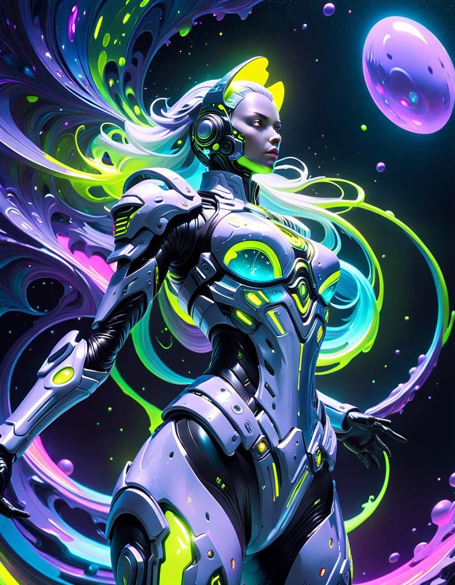 Slime Girl in Sci-Fi Armor: Digital Matte Painting