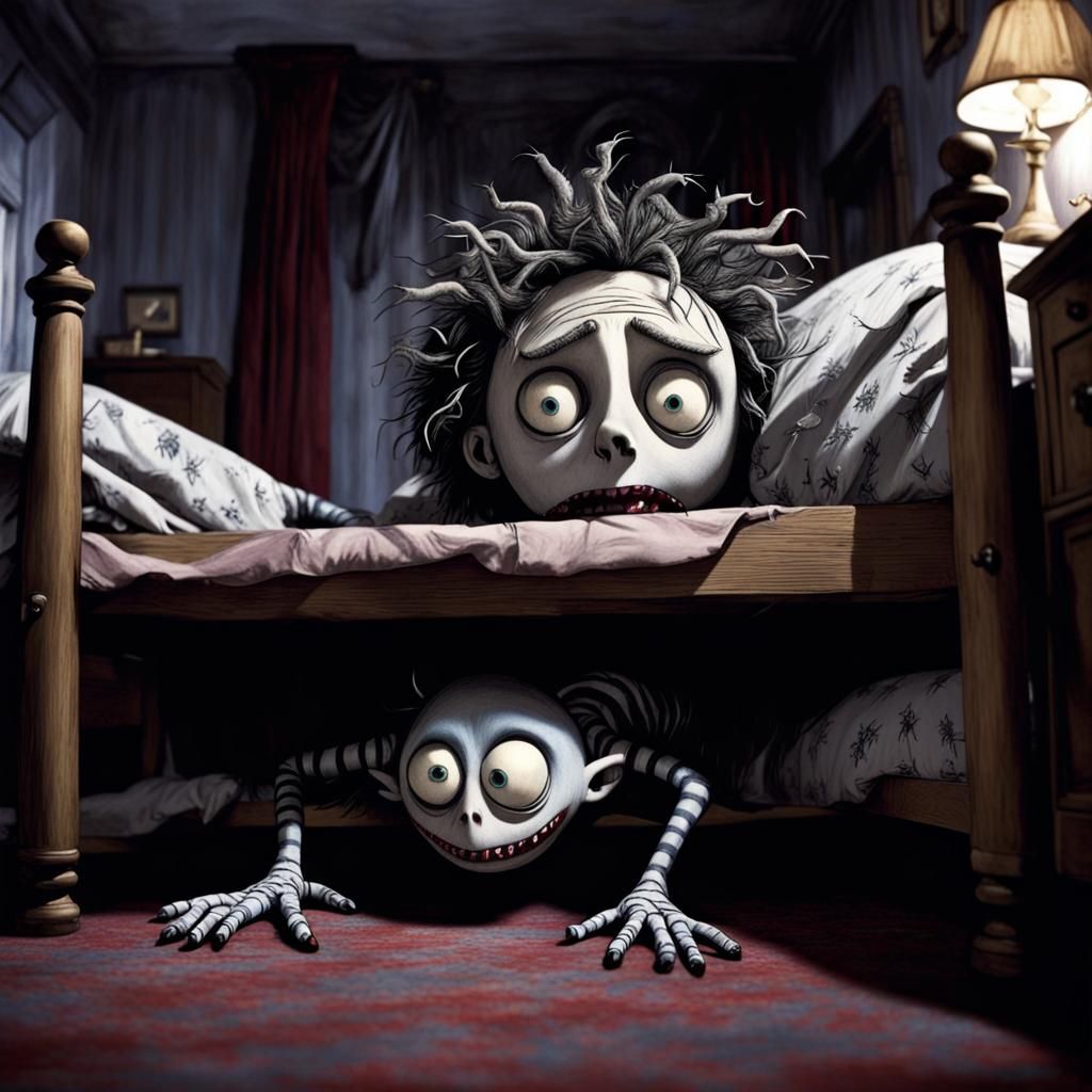 Monster Under Bed in Burtonesque Style