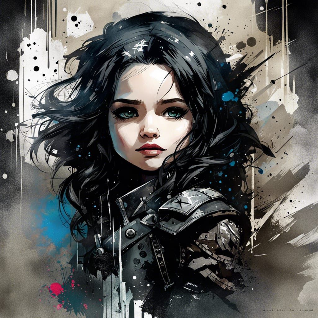 Chibi Yennefer Portrait in Splash Art Style