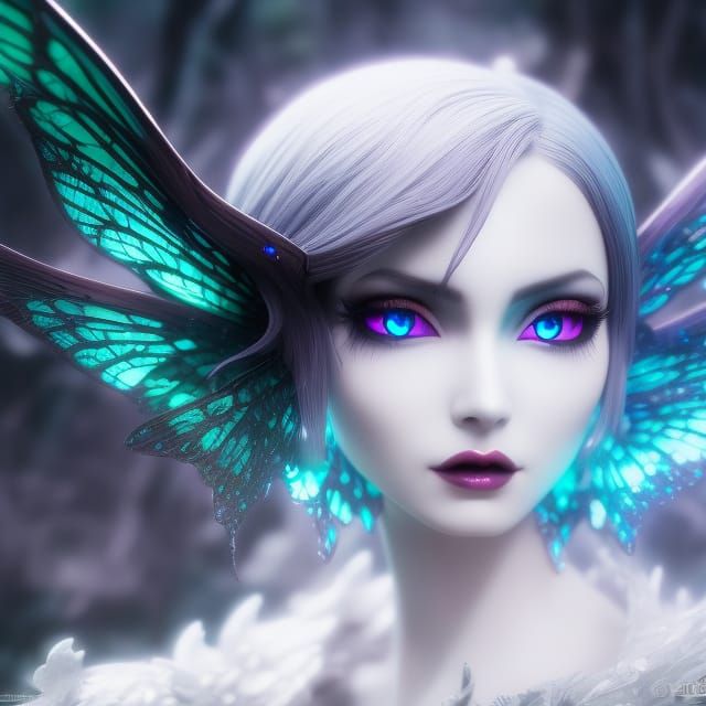 Gothic Crystal Fairy with Black Wings: 8K Concept Art
