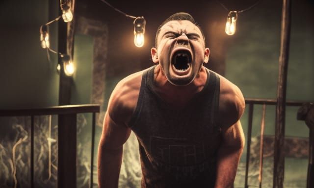 Intense Close-Up of a Screaming Man