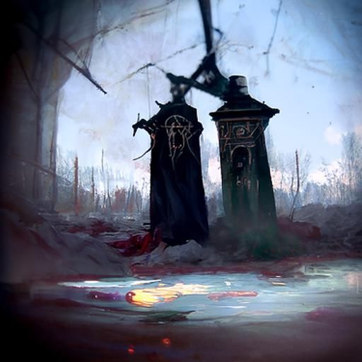 Sinister Broken Clock and Hourglass in Purgatory