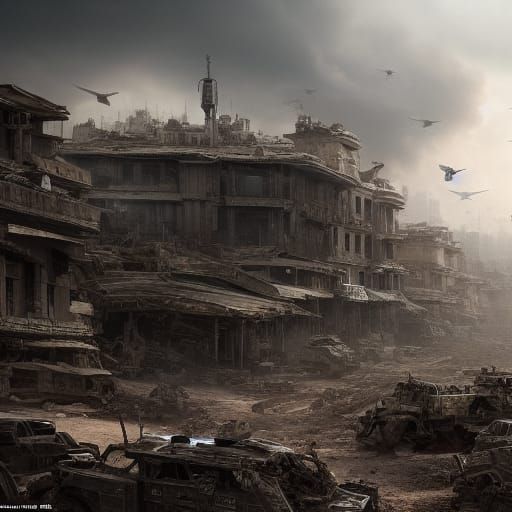 Epic Modern War Zone Digital Matte Painting
