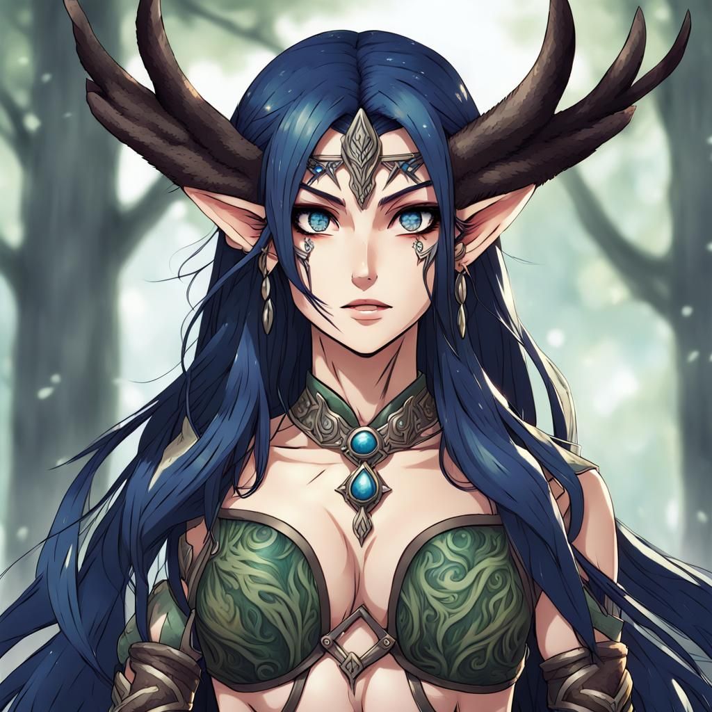 Anime Elf Druid with Animal Skin Outfit