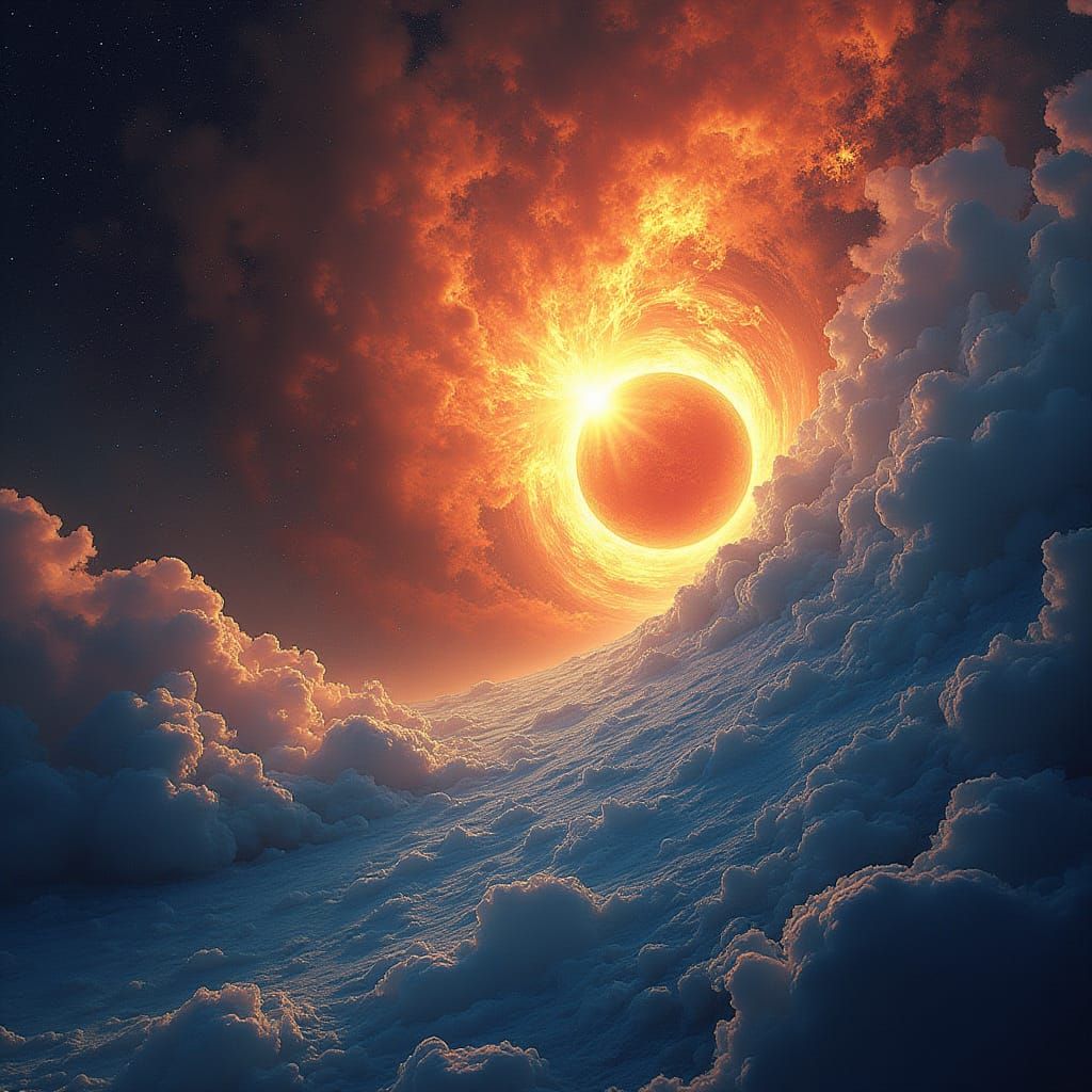 Surreal Cosmic Dance of Fire and Ice in Solar Eclipse