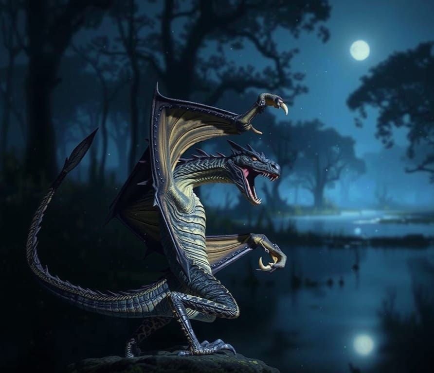 Epic Cinematic Dragon Emerges from Foggy Bog