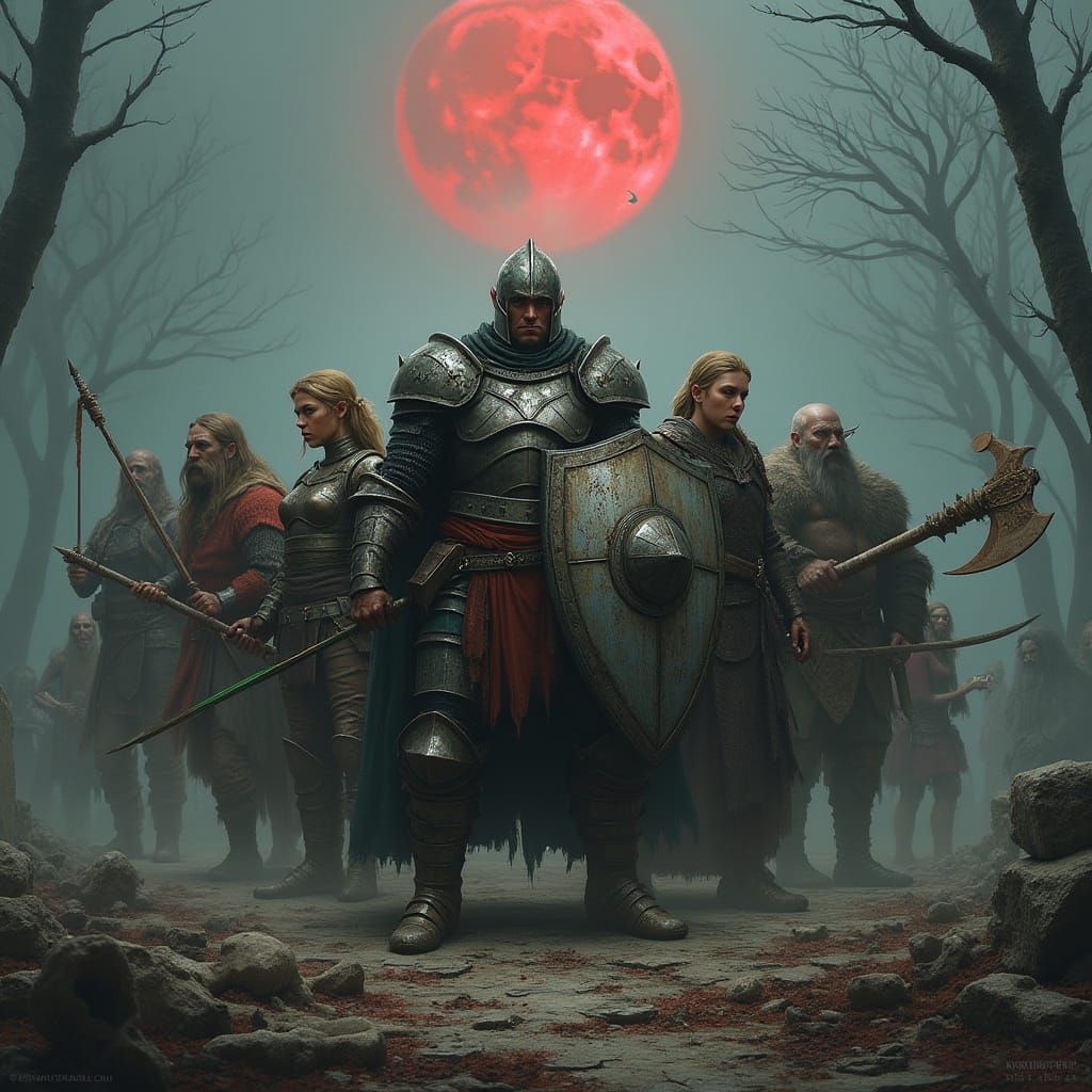 Mercenaries Defend Against Skeletons in Abandoned Cemetery