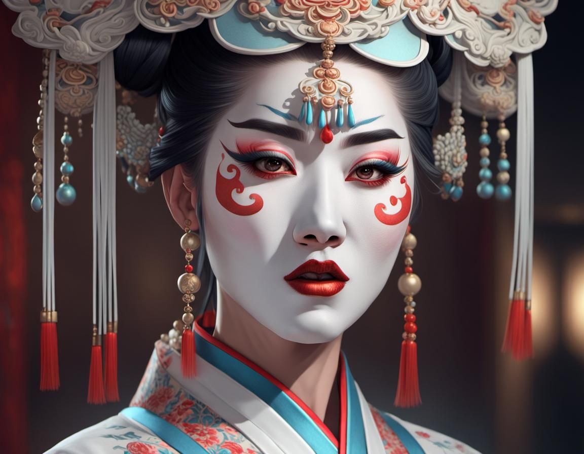 Chinese Opera Singer Portrait in Hyperdetailed Lighting