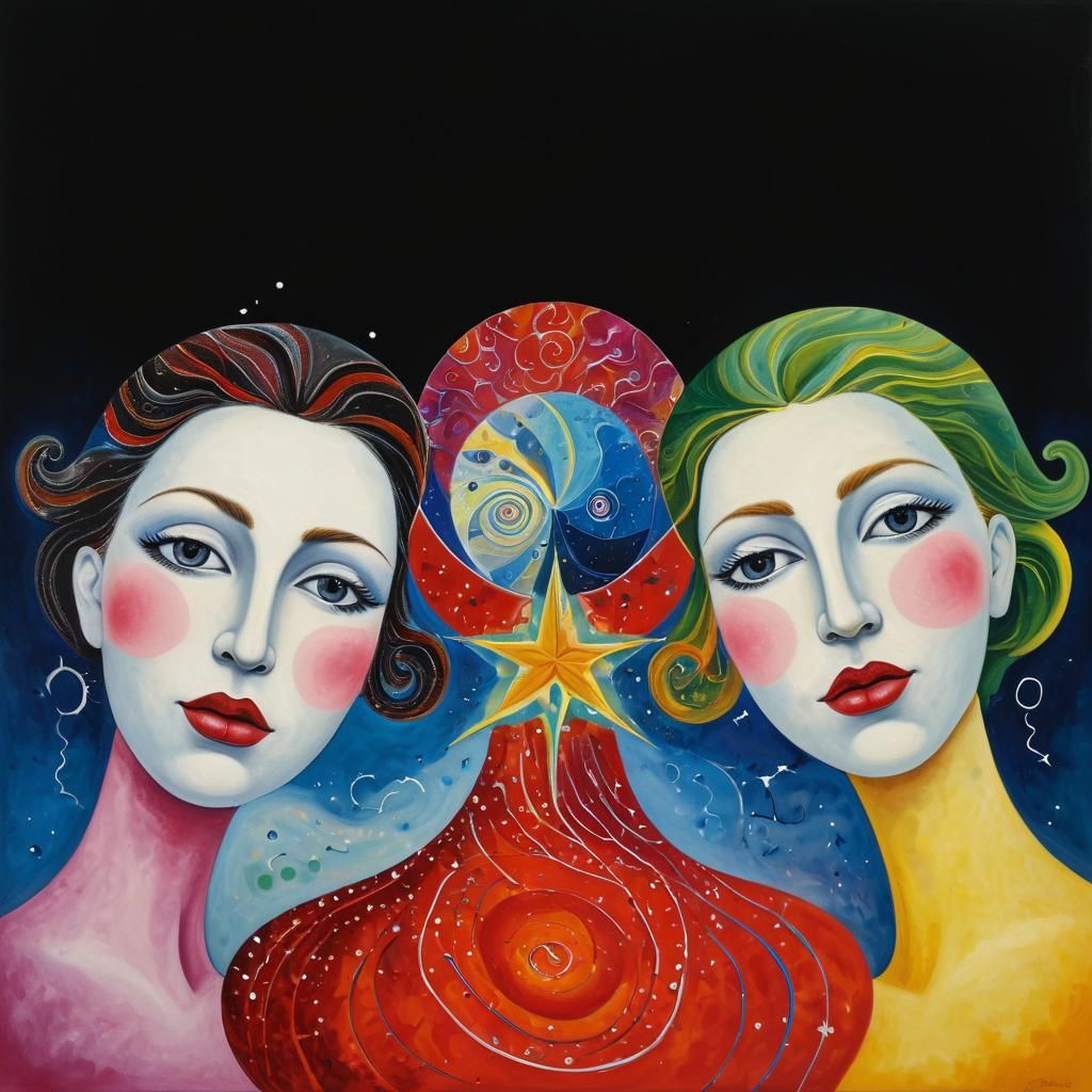 Abstract Geometric Stars in Fluorescent Colors