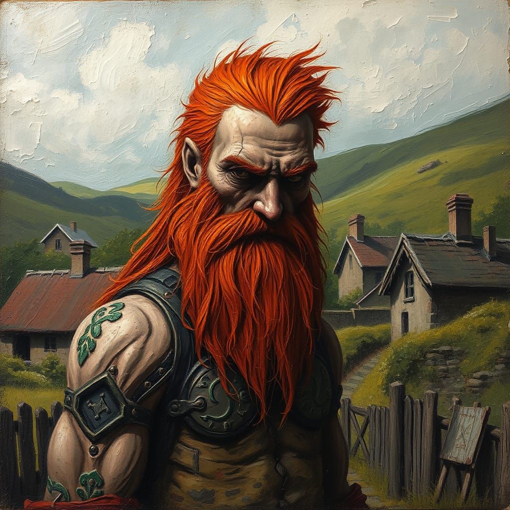 Red-Haired Irish Giant in Naive Impasto Style