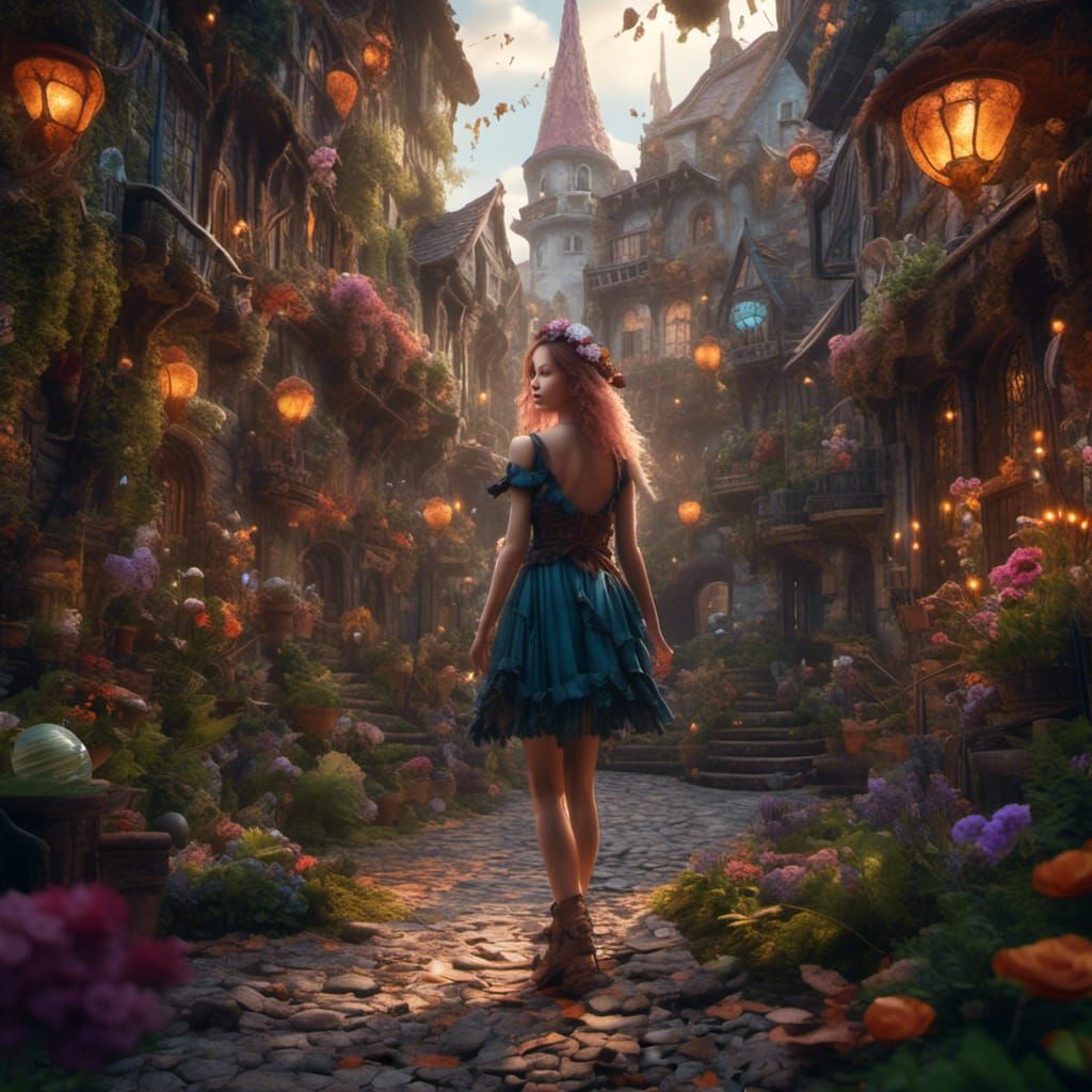 Fairy Girl in Enchantia: Detailed Matte Painting