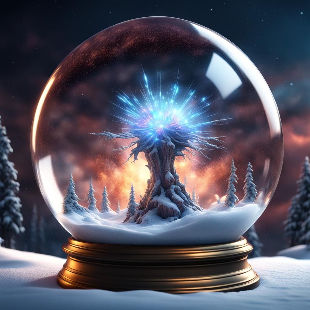 Supernova Explosion in Snow Globe: Detailed Matte Painting