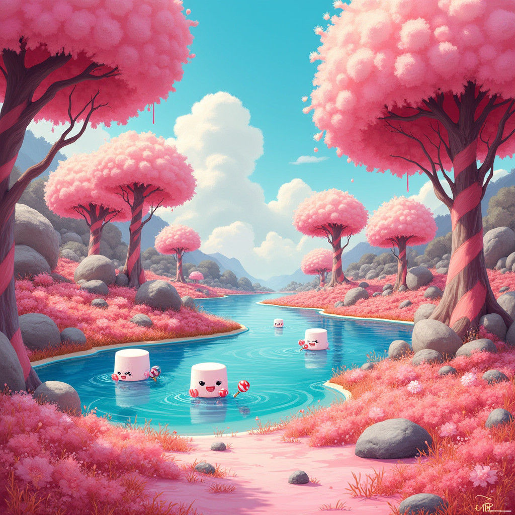 Candyland Utopia: A Gouache-Style Sweet Dream