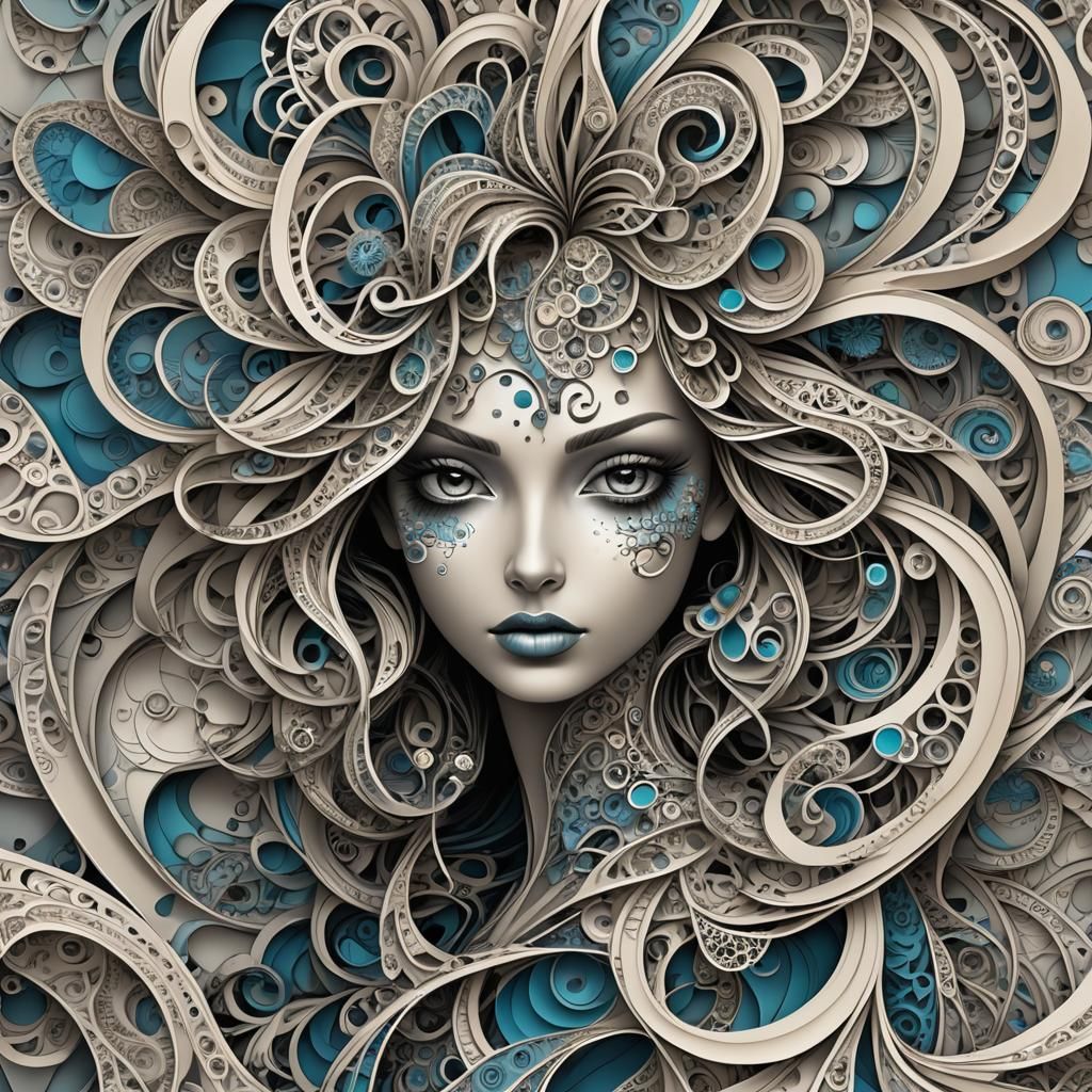 Abstract Fractal Portrait of a Crazy Girl