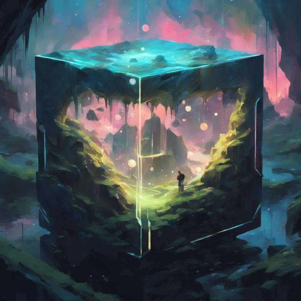 Glowing Cube Reveals Snowy Fantasy Landscape