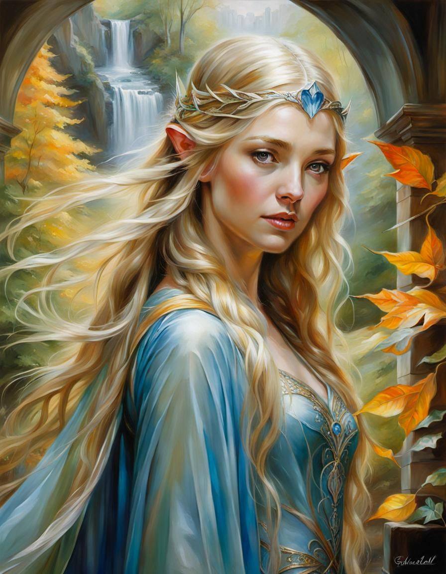 Galadriel of Rivendell: A Vibrant Oil Painting