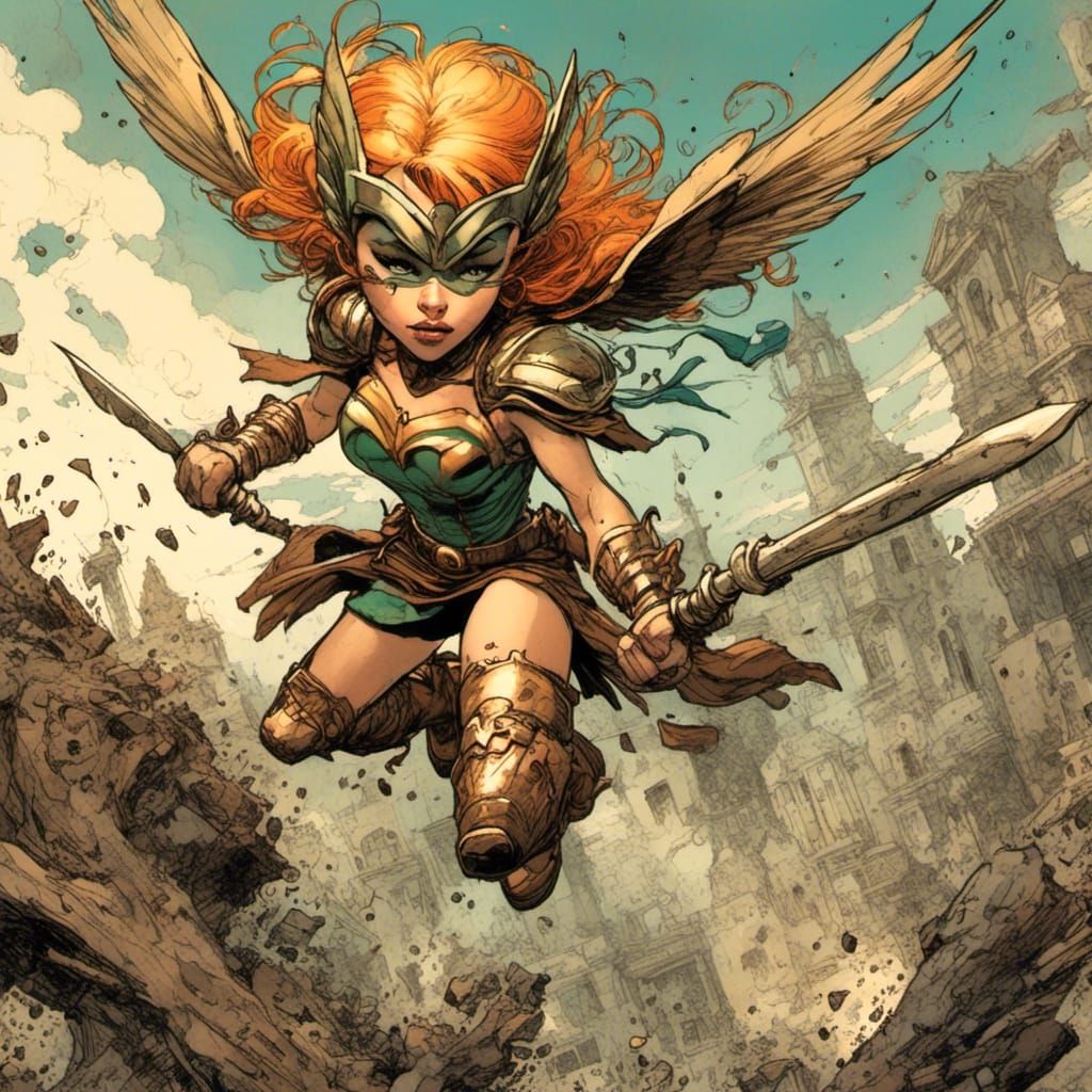 Hawkwoman Close-Up in Skottie Young Style