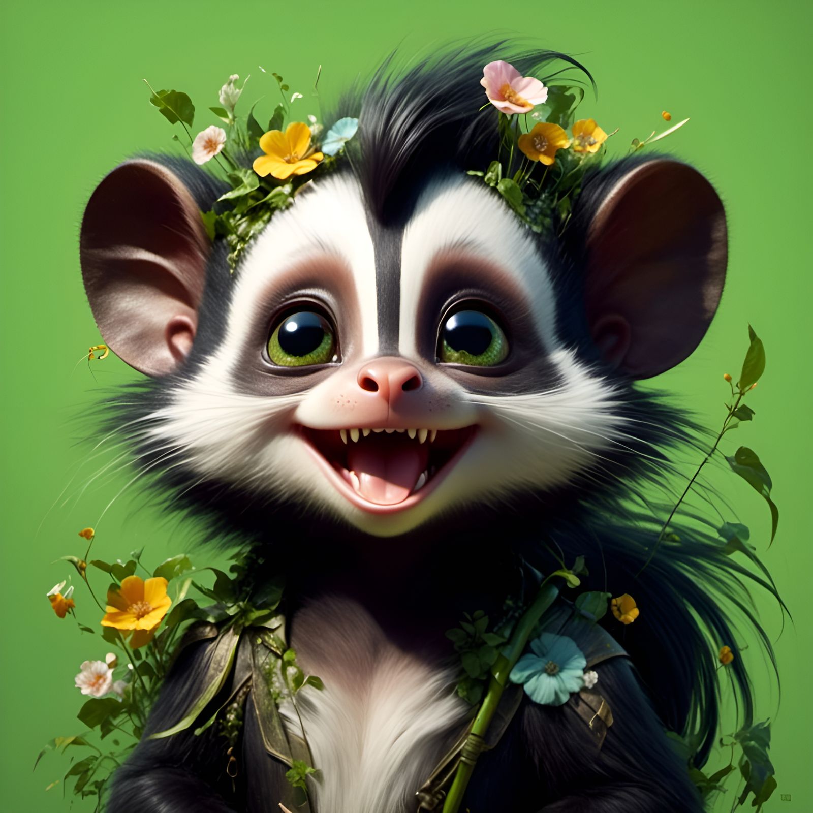 Happy Skunk Monkey Hybrid Portrait