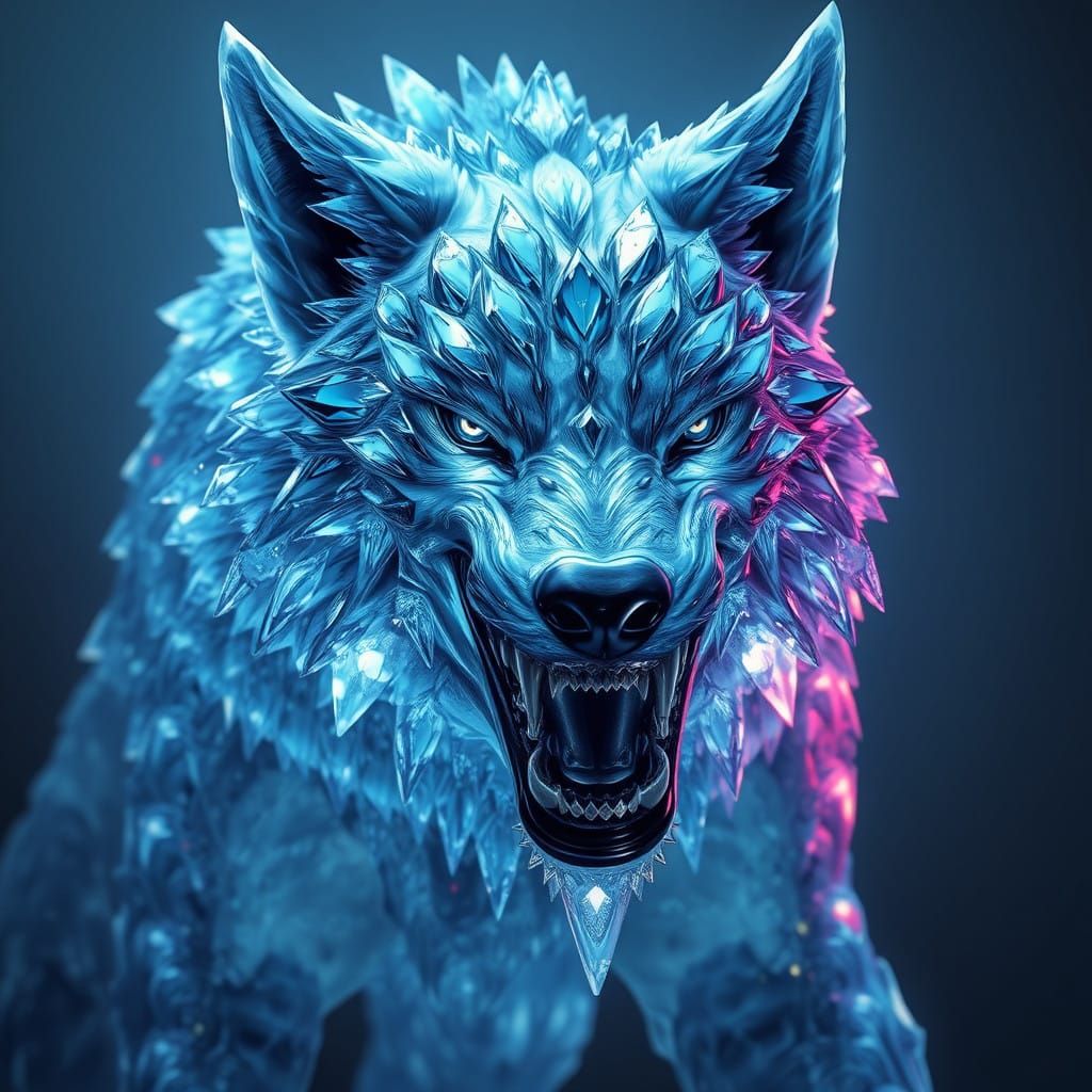 Hyperrealistic Ice Wolf in Matte Painting Style