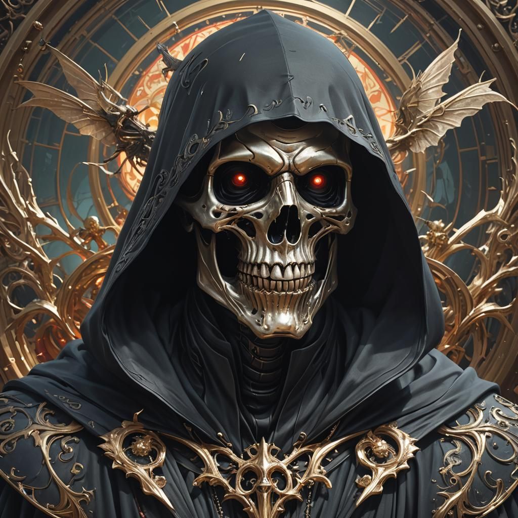 Grim Reaper's Insect Transformation: Detailed Portrait