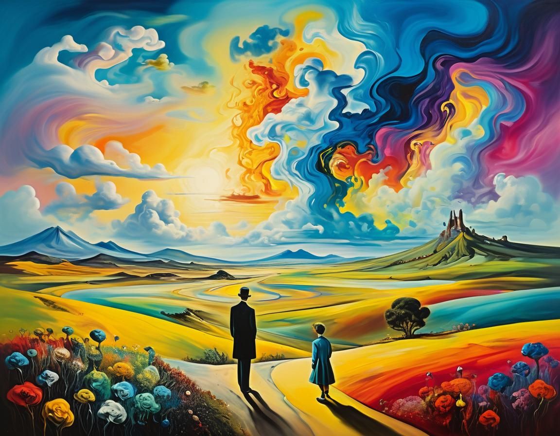 Anthropomorphic Figure in Surreal Oil Painting