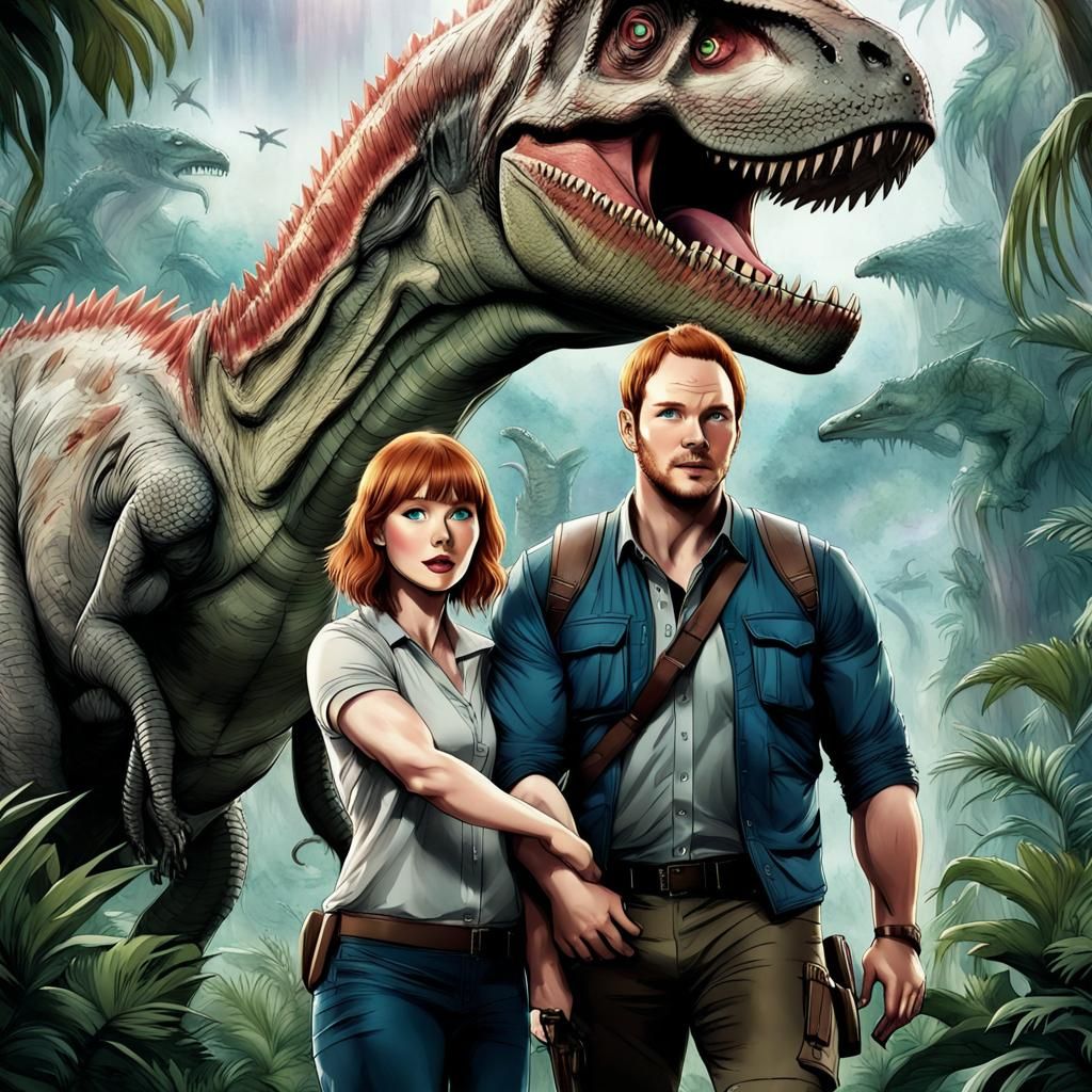 Jurassic World Movie Poster in Anime Style