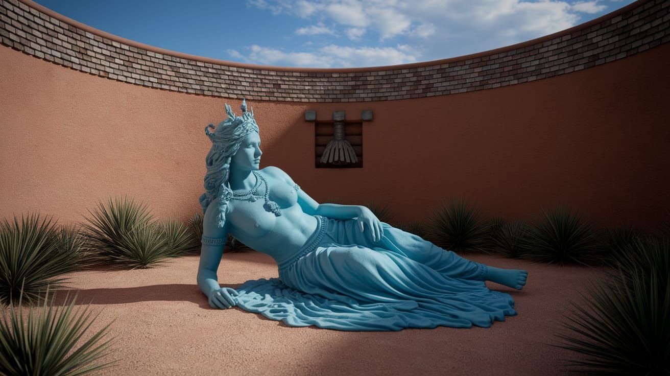 Fertility Goddess Statuette in Adobe Room: Photorealistic Co...