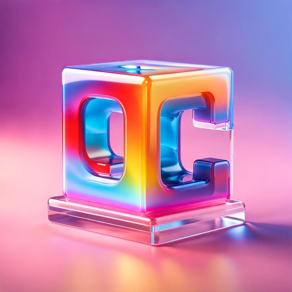 Translucent 3D Letter C Icon in Cartoon Style