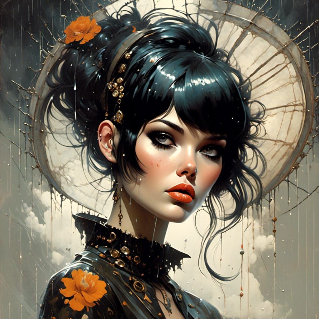 1960s Pinup Girl in the Style of Android Jones