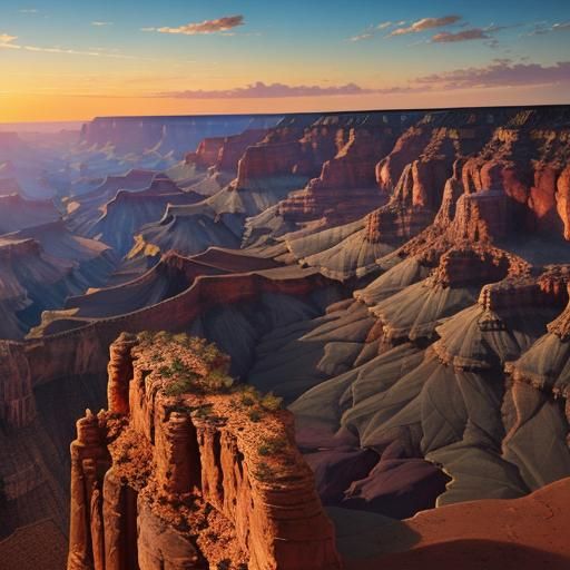 Grand Canyon Sunset: Vibrant Oil Painting Landscape