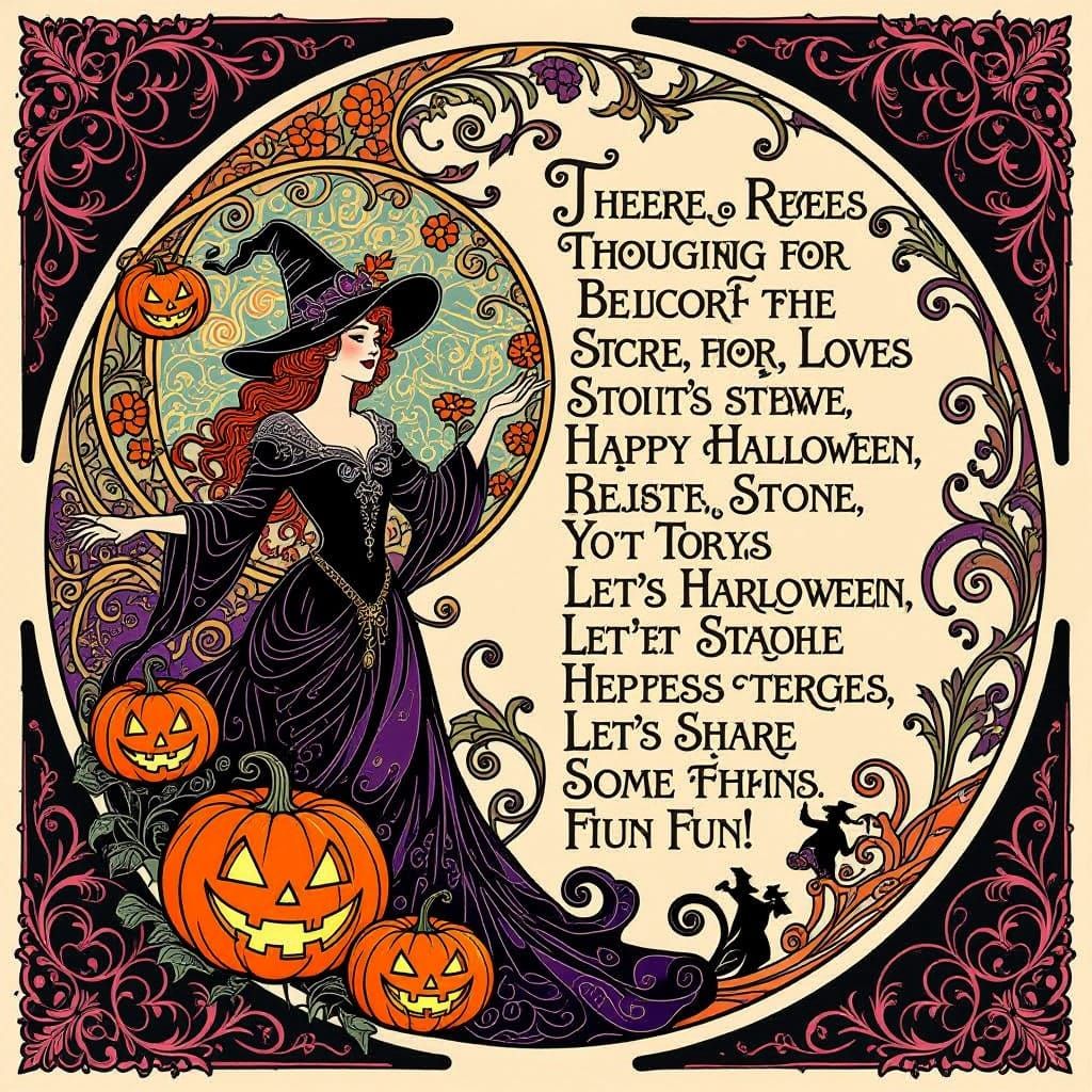 Art Nouveau Halloween Celebration with Swirling Motifs