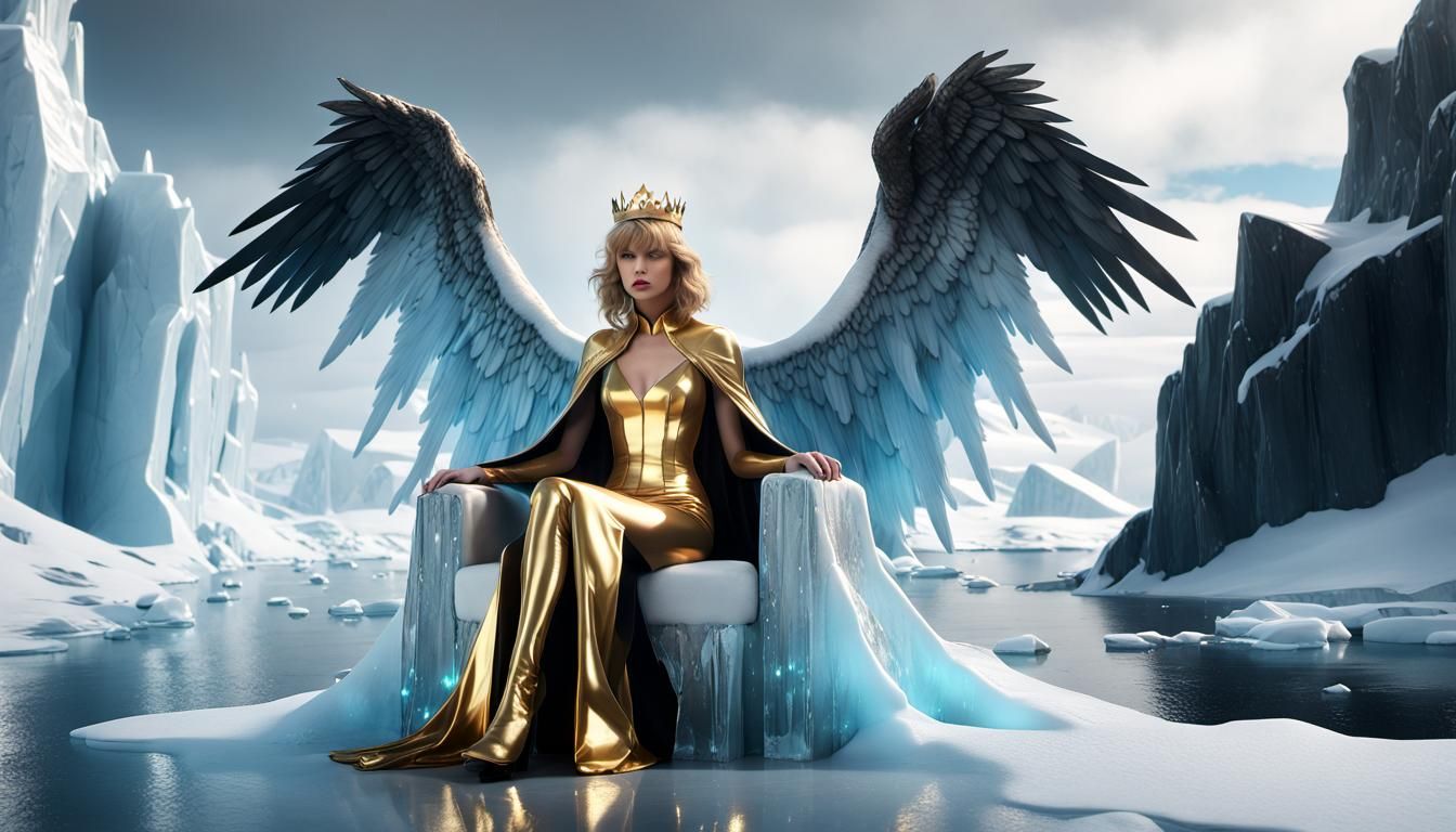 Antarctic Angel Queen in Gold Latex, 3D Render