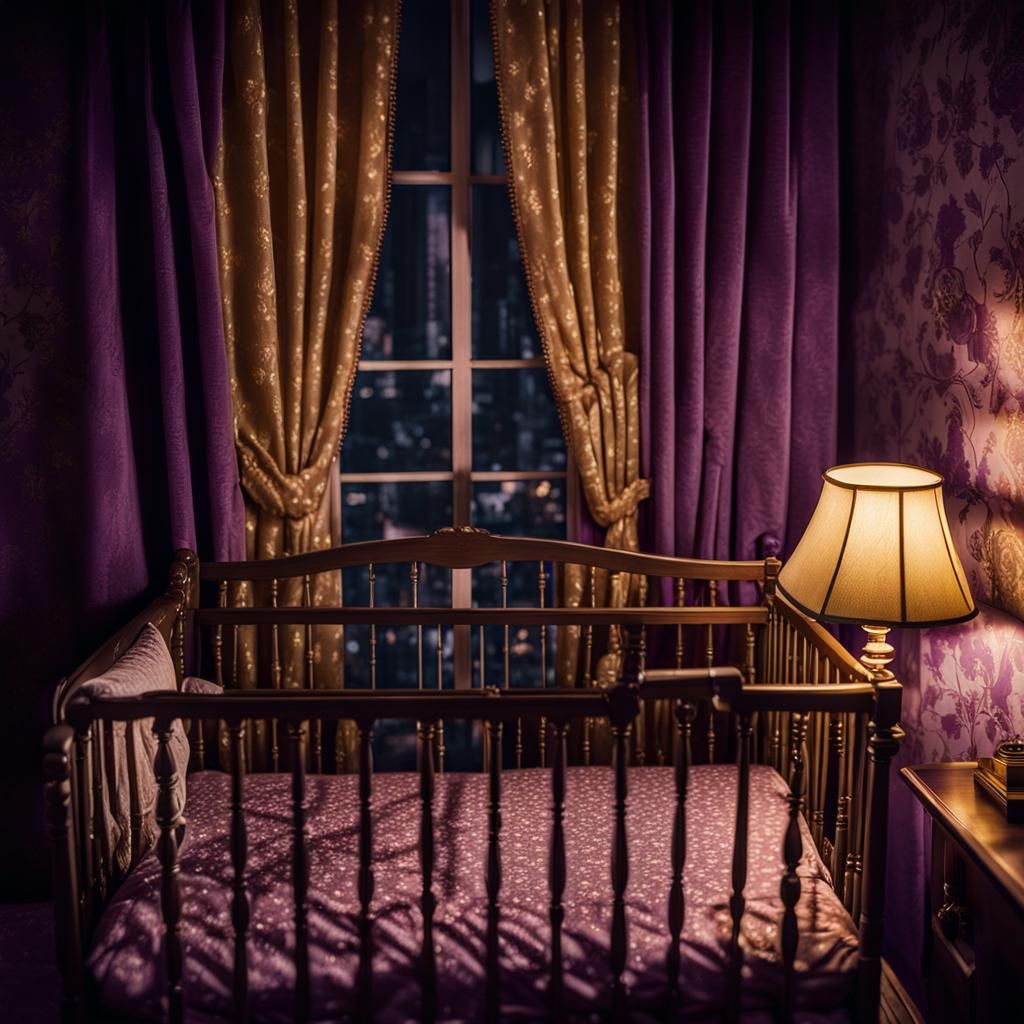 Cinematic Baby Bedroom with Golden Lighting