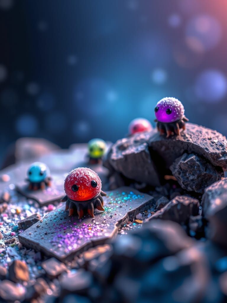 Silly Glowing Microbes in Cosmic Diorama