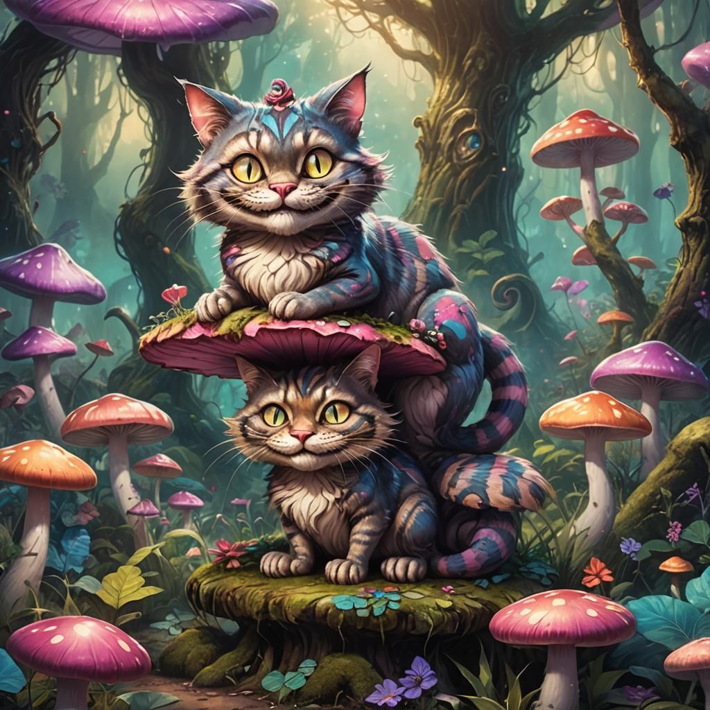 Cheshire Cat in Wonderland Forest Concept Art