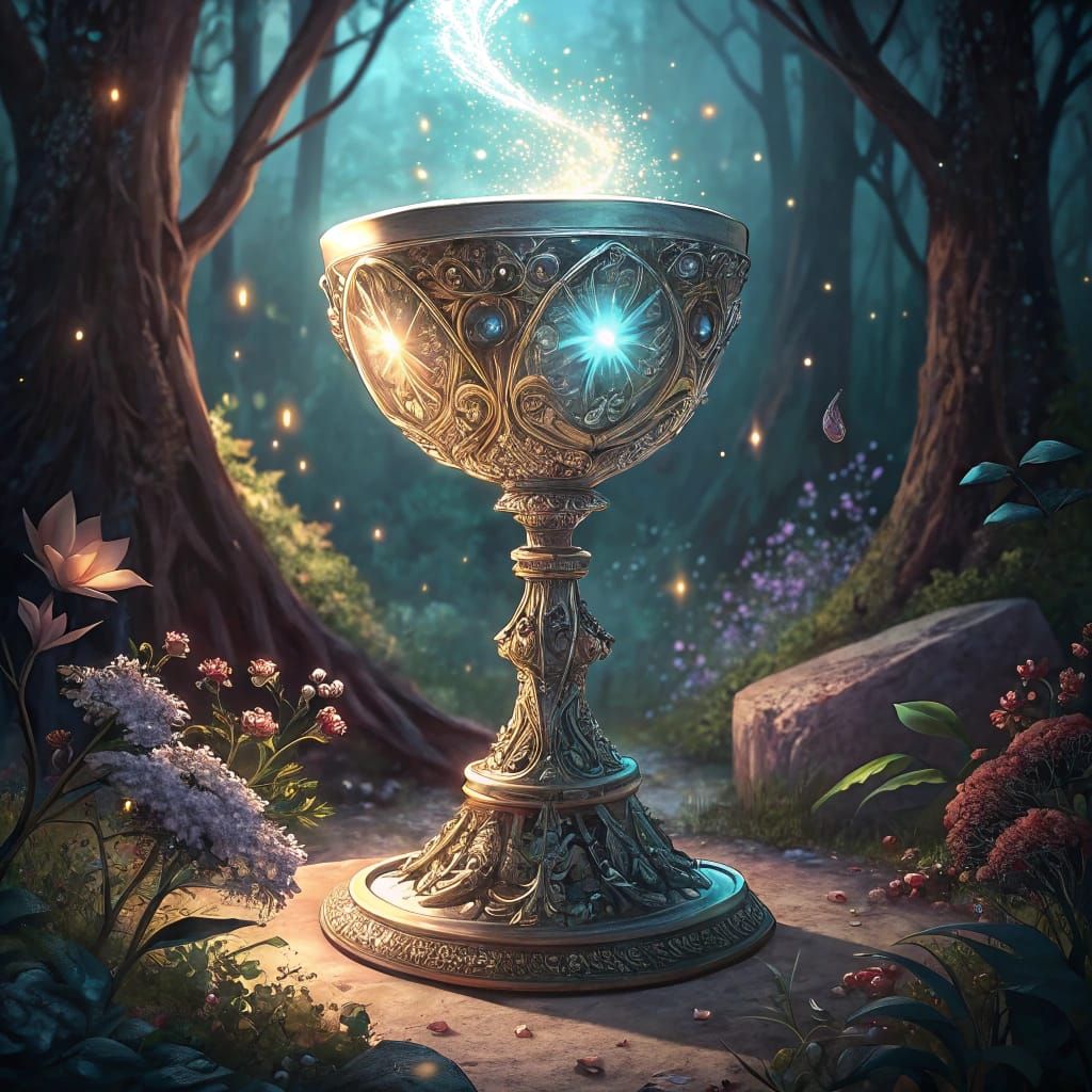 Enchanted Chalice of Life: Digital Fantasy Masterpiece