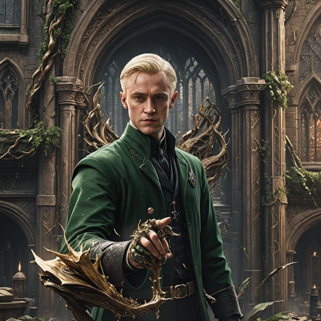 Detailed Portrait of Draco Malfoy in Fantasy Style