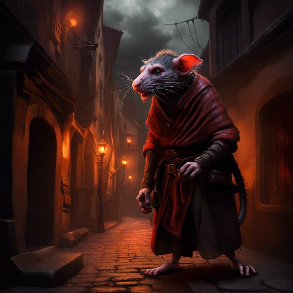 Dungeons and Dragons Rat Thief in Rembrandt Style