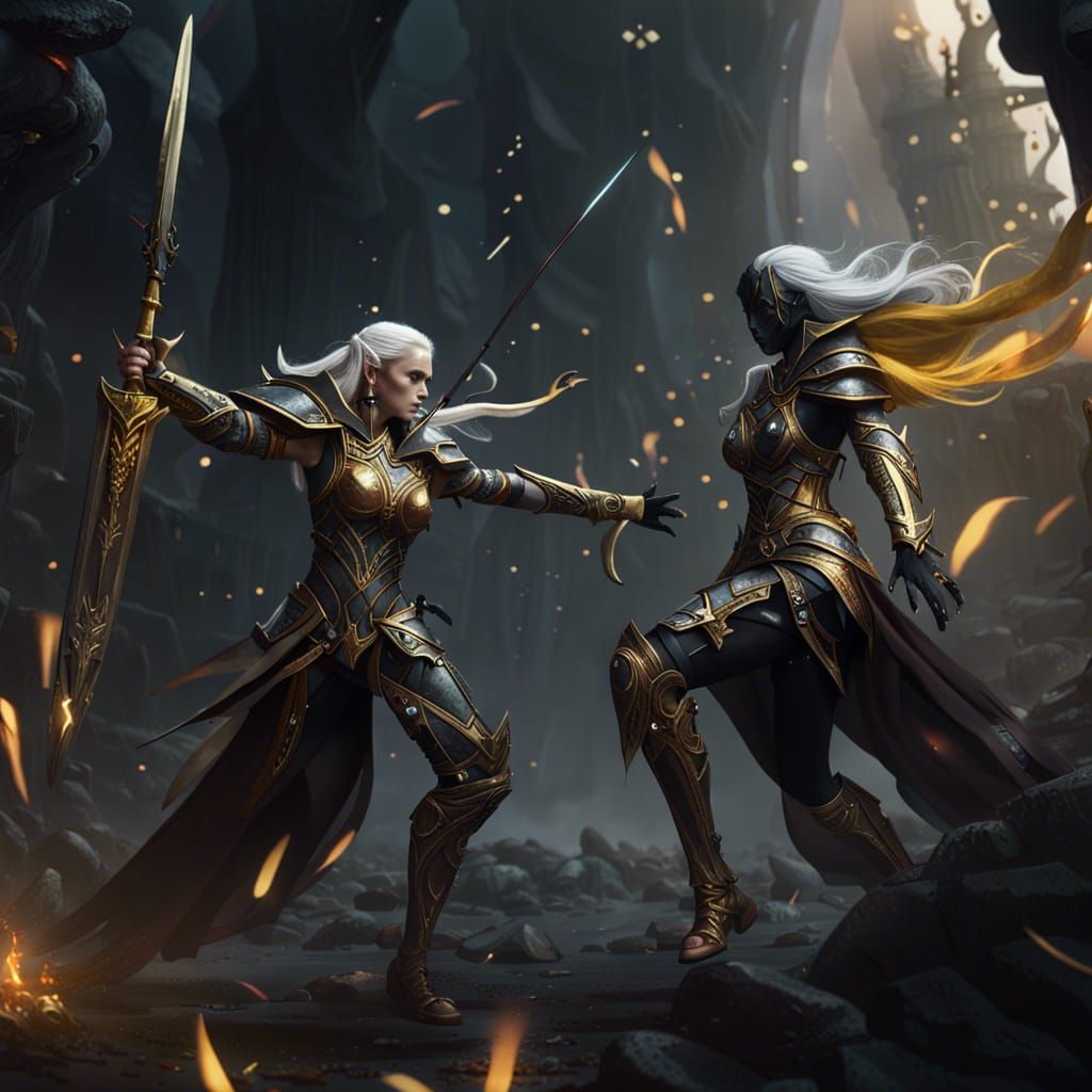 High Elf vs Dark Elf Battle in Ancient War