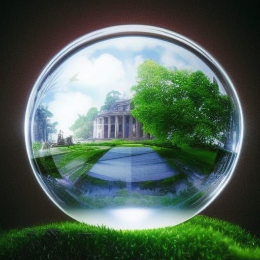Tranquil Garden Inside a Crystal Ball
