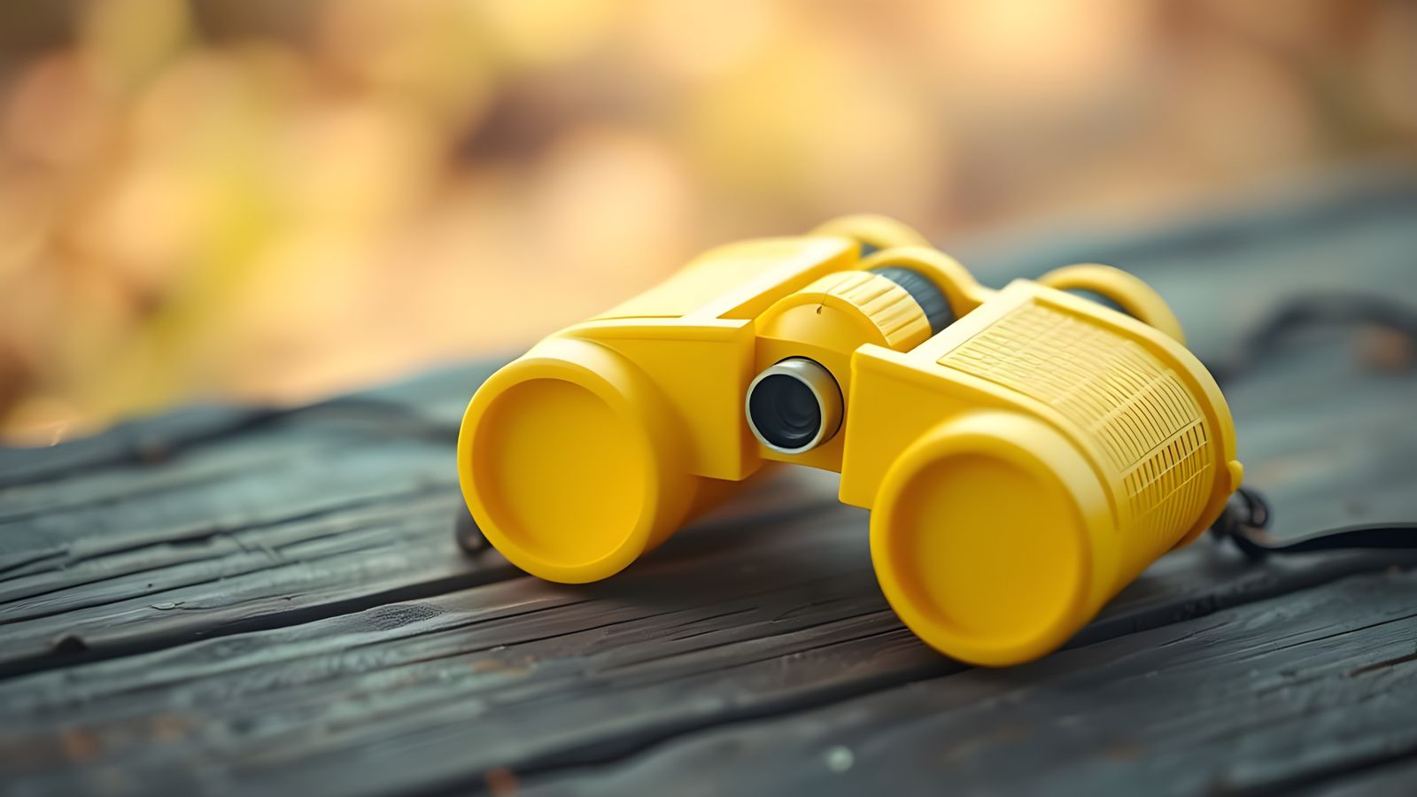 Yellow Binoculars on a Surface
