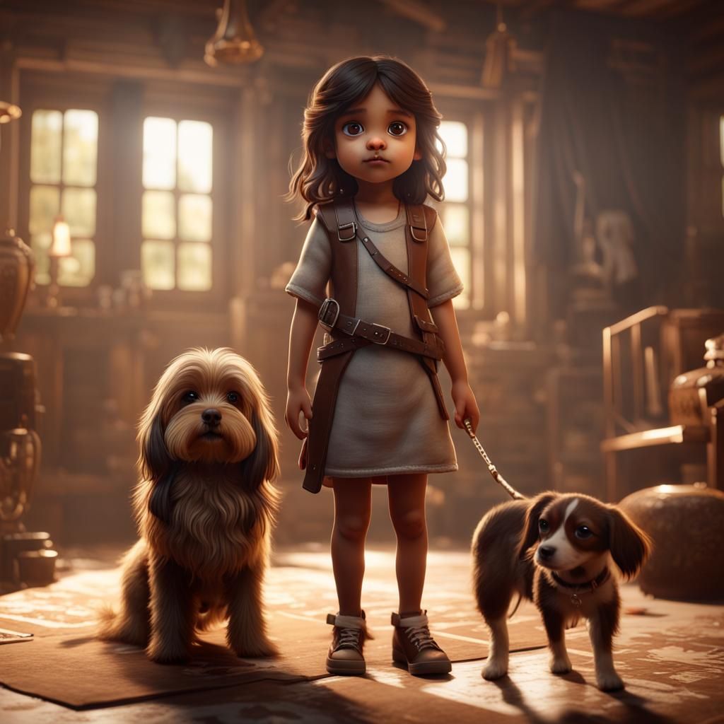 Girl with Dog: 3D Game Cinematic Graphics
