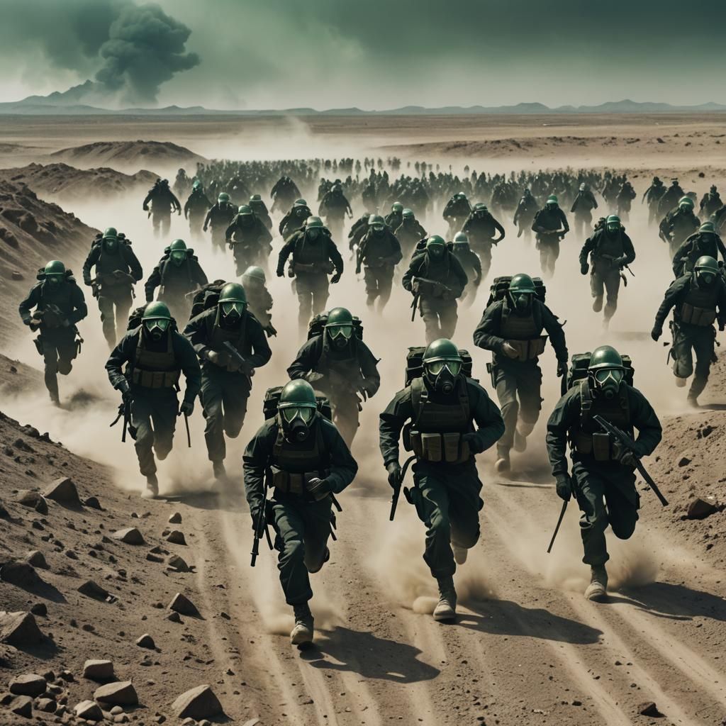 Post-Apocalyptic Soldiers in Desert Landscape