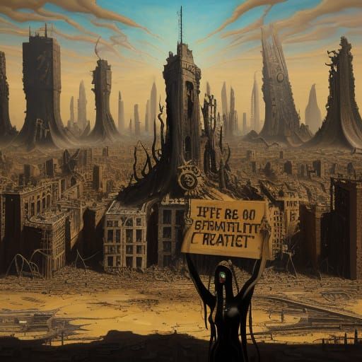 Surreal Dystopian Protest: A Salvador Dali Inspired Vision